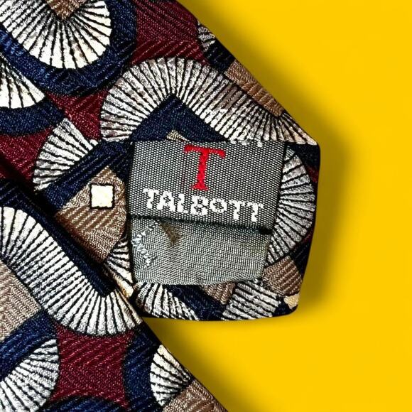Robert Talbott Parisian Tie – Retro Geometric Pattern, Made in USA, 100% Silk - Picture 3 of 7